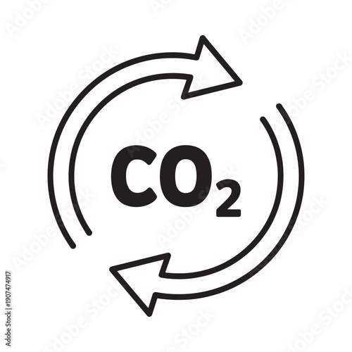 Carbon dioxide recycling symbol a circular flow of co2 gas