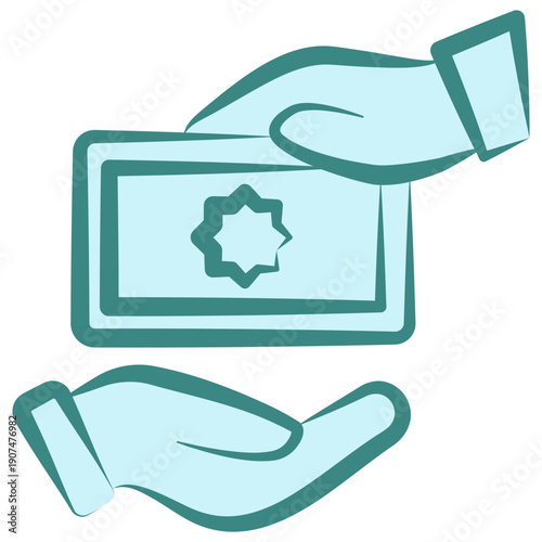 Almsgiving Dual Tone Icon Mini Illustration, Use For Modern Concept, Print, Ui, Ux Kit, Web And App Development. Vector Related To Ramadan, Eid Al-Fitr, Eid Al-Adha And More