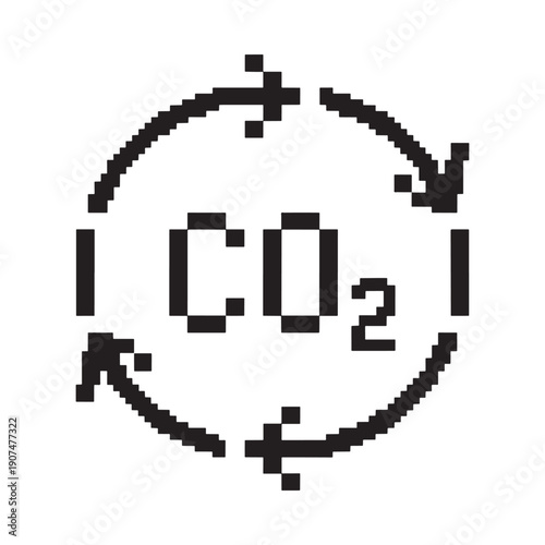 Carbon dioxide cycle illustration with arrows in a circular design