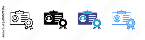 Credential icon set multiple style collection