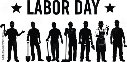 Labor day celebration with various workers