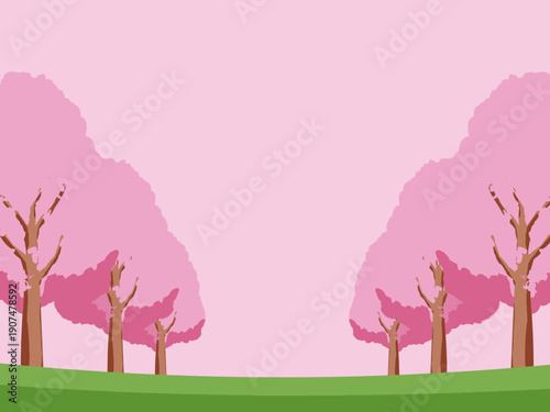 桜, 春, さくら, 花, サクラ, 花びら, 花見, 風景, イラスト, ピンク, 満開, 木, ベクター, 背景