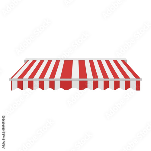 Red and white striped awning for outdoor shade and protection from the elements, perfect for storefronts and patios
