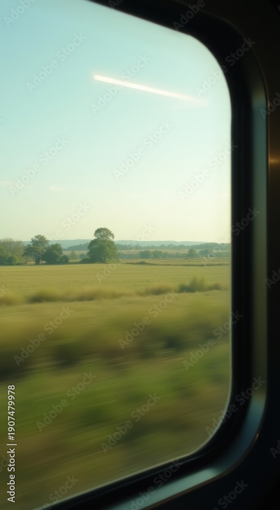 Fototapeta premium View of a field from a train window