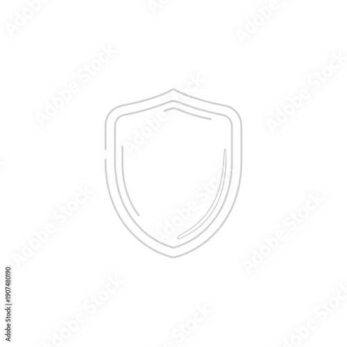 A simple, elegant outline of a shield icon, symbolizing protection, security, and safety