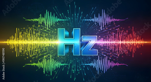 An artistic depiction of the scientific unit of frequency hertz