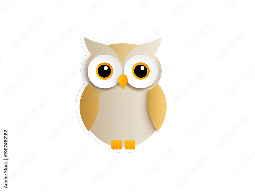 Fototapeta premium Owl sticker on gray background sticker featuring an owl presented on a plain gray backdrop simple and clean