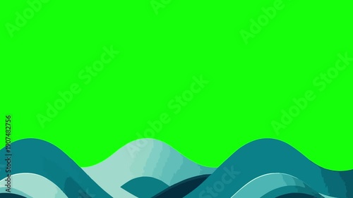 Animated Ocean Waves Background with Green Screen for Video Projects