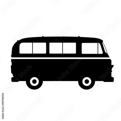 Vintage Retro Van Illustration Icon Black Silhouette Vector