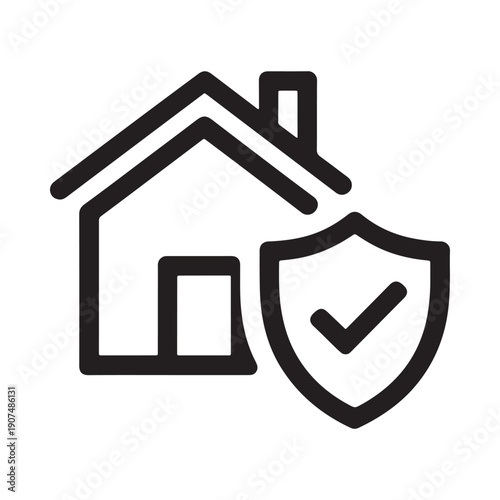 Home insurance concept a house icon paired with a protective shield symbol