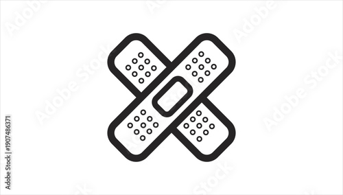 Simple black and white bandage icon with adhesive strips.