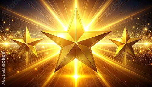 Golden Stars Radiating Light - A Symbol of Success.