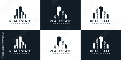 Set of creative real estate construction logo vector residential property