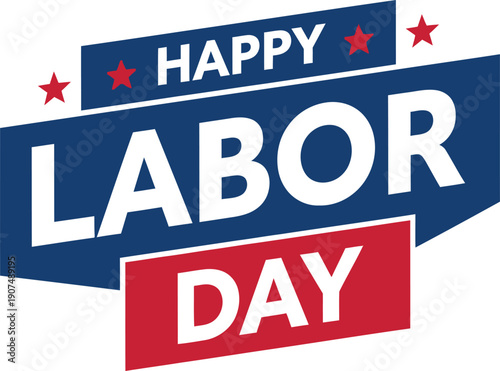 Happy labor day celebration logo with patriotic theme