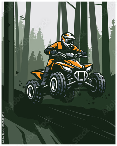 Forest ATV Adventure Illustration