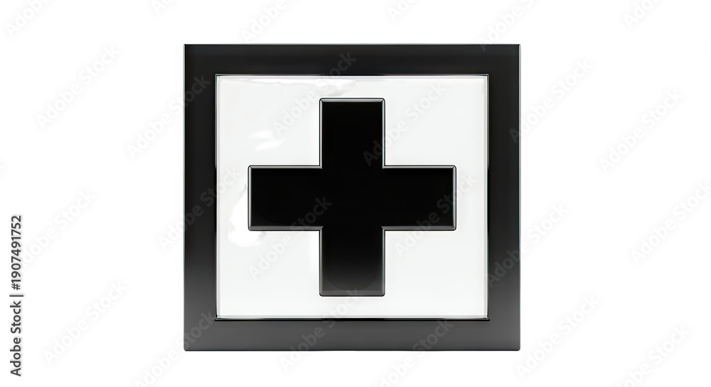 Obraz premium Black Cross Icon in Square Frame