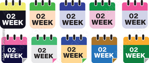 Calendar days and week business icons. High-quality appointment icon set.  Calendar icon pack 1-6 days and week. Daily reminder logo.
