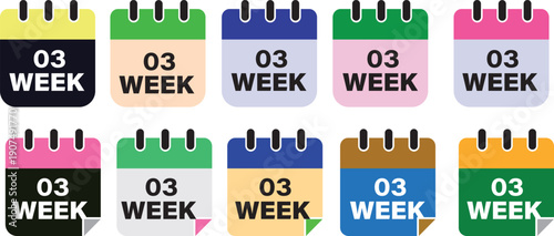 Calendar days and week business icons. High-quality appointment icon set.  Calendar icon pack 1-6 days and week. Daily reminder logo.
