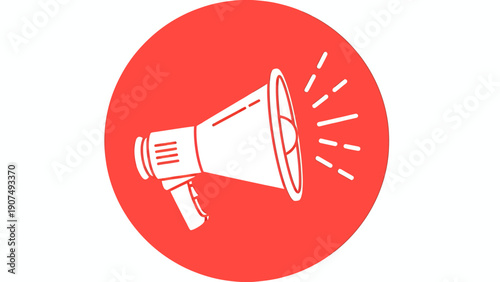 Red Circle Megaphone Icon Representing Announcement and Broadcast Graphics.