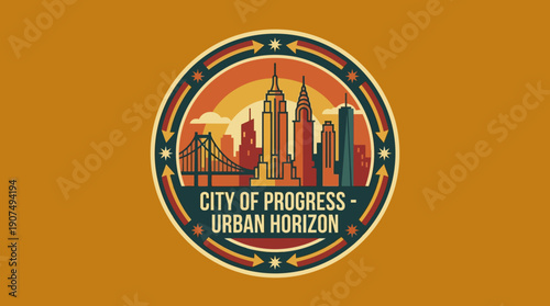 City of Progress - Urban Horizon - Sunset Over Skyline
