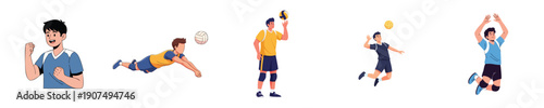 Volleyball Vector Players Action Match Team Sport Character Collection