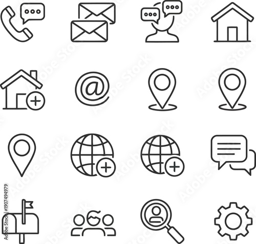 Hand drawn communication and contact icons for web and mobile apps business information services vector