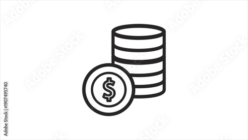 Stack of coins with dollar sign on a single coin.
