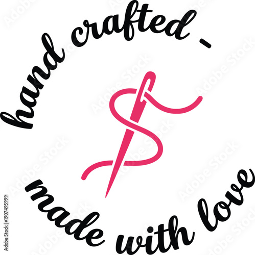 Handcrafted stitching needle logo elegant design creative craftsmanship sewing symbol artisanal flair vector