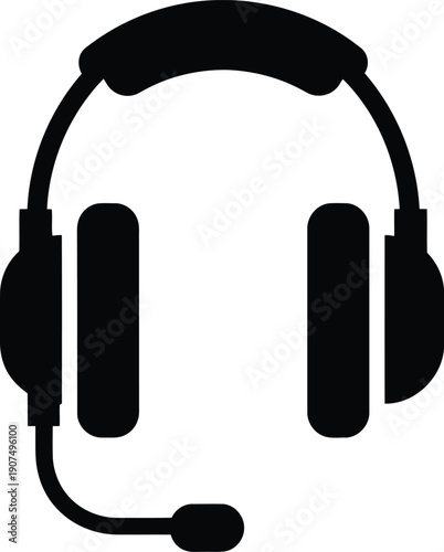 Minimalist headset icon for communication support and online service customer assistance professional equipment vector