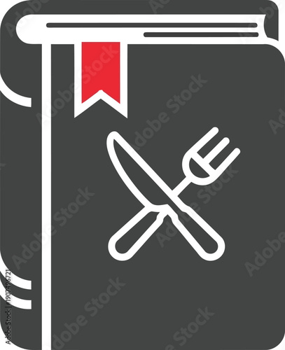 Culinary cookbook icon with knife and fork cross vector graphic isolated food book recipe art vector