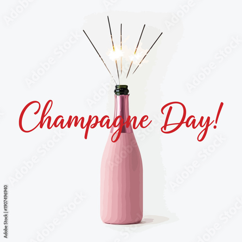Champagne bottle sparkler celebration festive event party drink toasting celebration joyful moment vector
