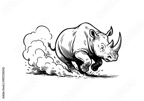 Rhino hand drawn simple sketch vector illustration