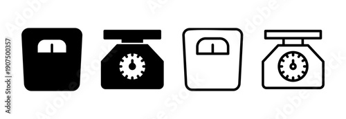 Scales icon vector illustration. Weight scale sign and symbol