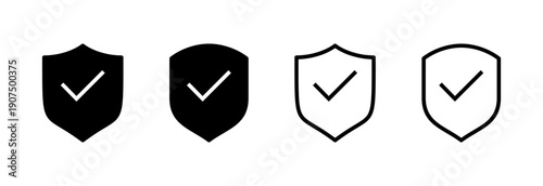 Shield check mark icon vector illustration. Protection approve sign. Insurance icon