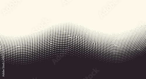 Schilderij op canvas Abstract wave pattern created with a gradient of dots, transitioning from light to dark