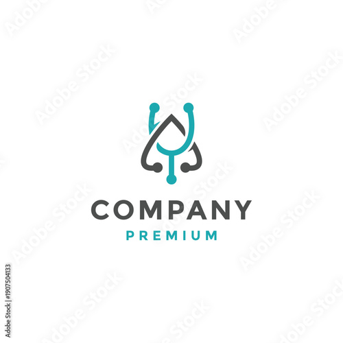  Medical stethoscope logo design template
