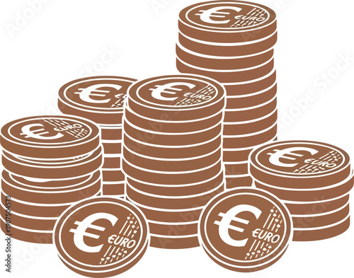 Stacked Euro Coins Illustration for Financial and Business Concepts