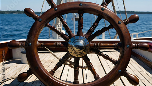 Classic Wooden Ship Helm with Nautical Charm