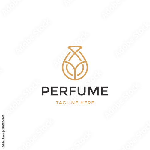Luxury perfume logo design template flat vector