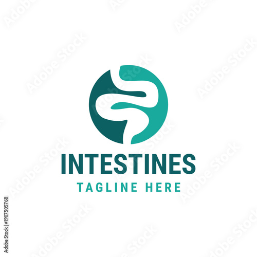 Medical intestines logo design template flat vector