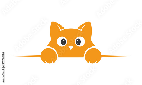 cute orange's cat logo vector