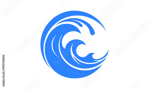 ocean wave in circle logo vector