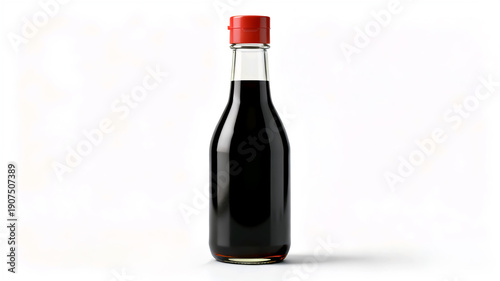 Wallpaper Mural Single glass bottle of dark soy sauce or liquid seasoning with a red flip-top cap isolated on a white background. Torontodigital.ca