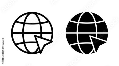 Web icon set vector. go to web sign and symbol. web click icon. Global search icon