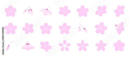 色々な形の桜のアイコンイラストセット