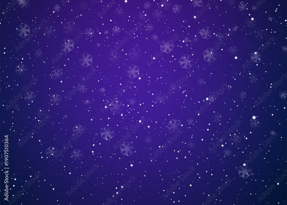 Fototapeta premium Falling Snowflakes on a Gradient Purple Winter Background
