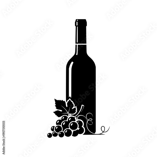 wine bottle grape vector