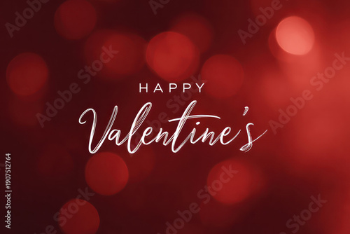 Valentines Day Greeting on Red Bokeh Background