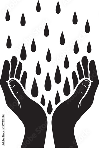 Hands catching raindrops in a symbolic gesture of hope