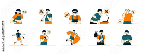 Set of 10 hopeless illustrations packs. Flat vector concepts.